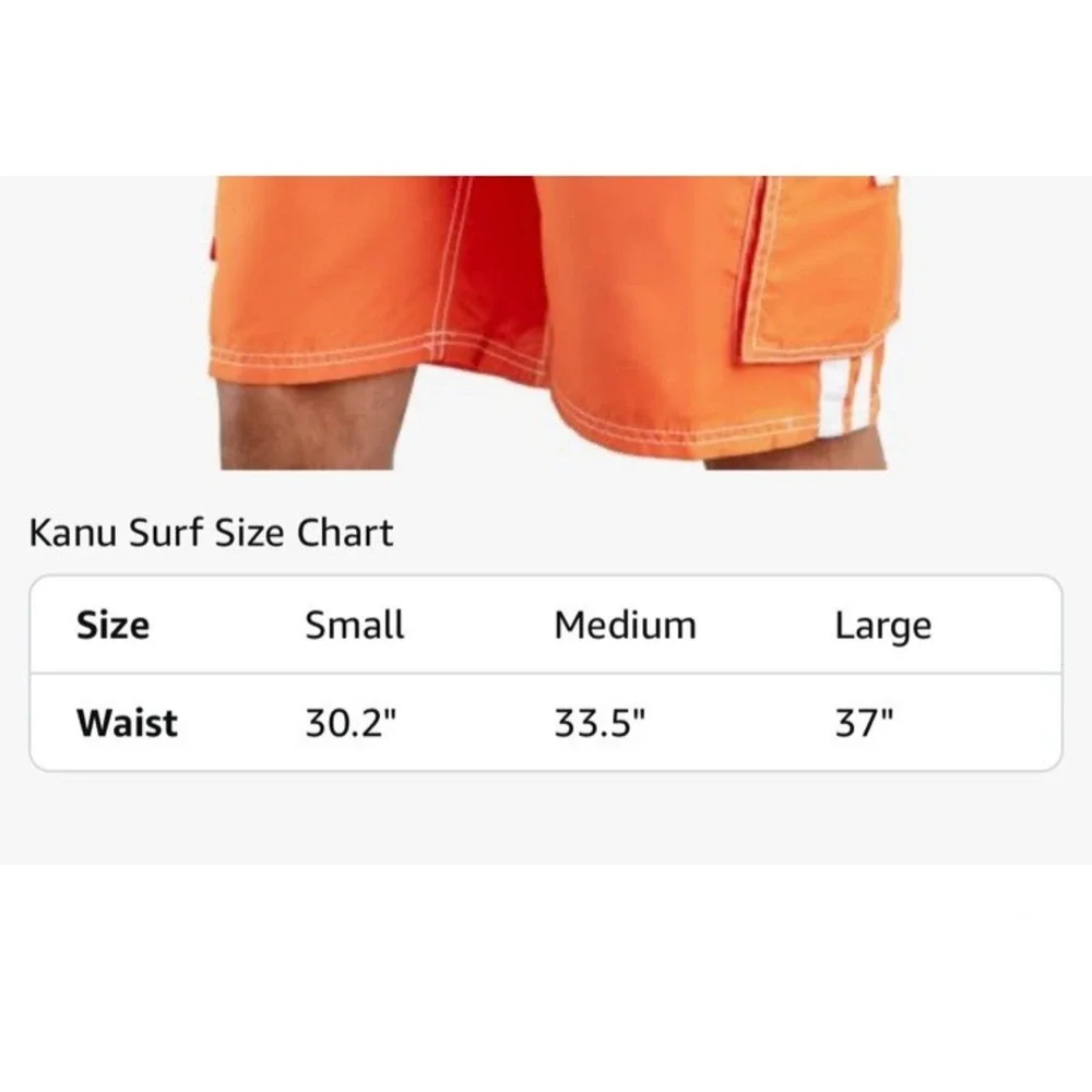 NWT Kanu Surf Men's Barracuda Swim Trunks - Color Orange‎ - Size M